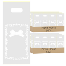 Picnic House 透明緞帶提把塑膠袋, 100入, 混色