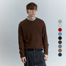 Mind Bridge 男款舒適羊毛混紡半寬鬆針織T恤 MYKT71A1