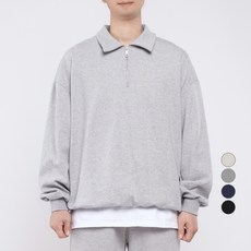 UNTAPPED 男款大尺碼Oversize翻領拉鍊大學T恤