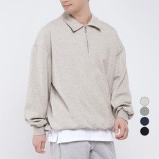 UNTAPPED 男款大尺碼Oversize翻領拉鍊大學T恤