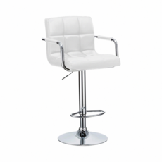 E-home Hanson漢森方格扶手吧檯椅 白色 可調節高度 現代風格, 1個