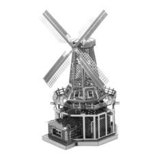 3D立體微型雕塑拼圖 風車 Set 雙面鏡面不鏽鋼, 銀色, 2片, 1個