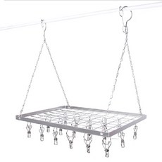 AXIS 艾克思 多功能不鏽鋼防風雙掛勾晾曬網架 18夾, 尺寸約40X30X51公分, 1組