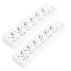 One Stop 過載阻斷電源 獨立多抽頭 6 埠, 2個, 白色, 1m