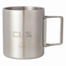 CLS 不鏽鋼隔熱折疊手把杯 9 x 7.9cm 146g 350ml, 銀色, 1個