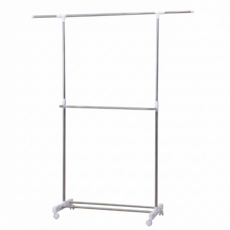 雙手萬能 不鏽鋼可伸縮單桿置衣架, 銀色