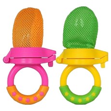 먼치킨 치아 발육 과즙망 2개, 핑크(주),옐로우(초)