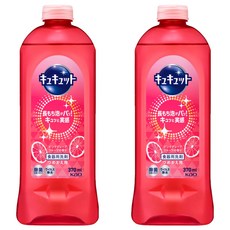 Kao 花王 Cucute 珂珂透 餐具洗碗精補充瓶 粉紅葡萄柚香, 370ml, 2瓶