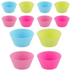 FOXRUN Bake 矽膠馬芬模 12入 直徑 7cm 耐熱 220 度 C, 綠色 + 藍色 + 粉色 + 桃紅色, 1組