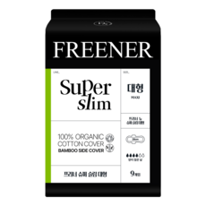 프리너 뉴 슈퍼 슬림 유기농 생리대 날개형, 대형, 9개입, 1개