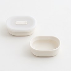 TACKAON 123 矽膠配料碗, 象牙白, 1套, 配料碗(2入) + 蓋子(2入)