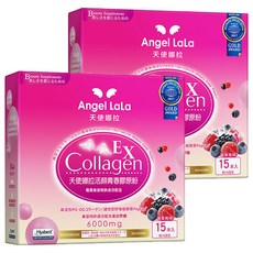 Angel LaLa 天使娜拉 活顏青春膠原粉 含專利玻尿酸 專利七莓果 6000mg膠原蛋白, 8g, 15包, 2盒