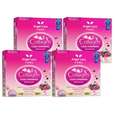 Angel LaLa 天使娜拉 活顏青春膠原粉 含專利玻尿酸 專利七莓果 6000mg膠原蛋白, 8g, 15包, 4盒
