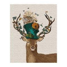 플레이어바웃 DIY 명화 그리기 세트 40 x 50 cm, 모자쓴 꽃 사슴, 1개