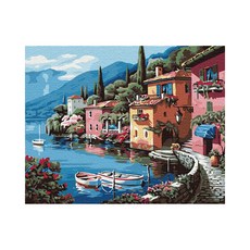 Playerbout DIY 傑作繪畫套裝 40 x 50 厘米, 寧靜的河邊村莊