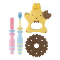 Richell 利其爾 輔助型牙刷套組 可愛兔子造型 舒適柔軟材質, 1組