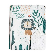 Kori Deer 可莉鹿 彌月禮盒組-嬰兒童安撫魔豆毯, 叢林獅 白色