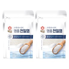 오천년의 신비 중간입자 천일염, 500g, 2개