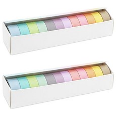 粉彩素色裝飾和紙膠帶 12色套組 15mm x 2m, 混合色, 2個