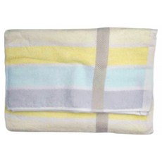 LIFE 來福牌 緞條彩條浴巾 69*137CM 350G 100%棉 台灣製, 紫色, 1條