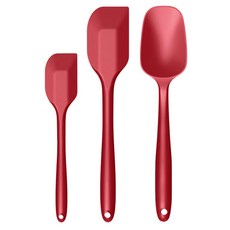 AHOYE 職人烘焙用 耐熱矽膠抹刀 三件套裝, 抹刀 + 刮刀 + 起司刀, 1組, 紅色