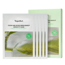 veganifect Clean & Glow 青麥柔滑精華面膜, 5入, 1個