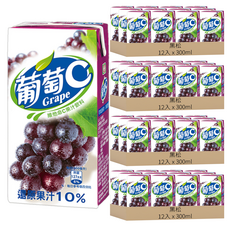 黑松 葡萄C 葡萄果汁飲料 300ml x 24入, 還原果汁10%, 含維生素C, 48入