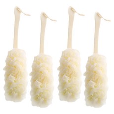 柔軟長柄沐浴刷, 1入, 淺褐色, 4個