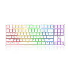 ATWO 有線 Tenkeyless 機械式電競鍵盤, 白色, AG0301, 紅軸