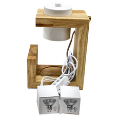 森系融蠟燈 定時款, 原木底座, 優質鐵藝燈罩, 附贈GU10燈泡兩顆, 白色