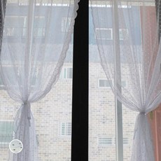 MaMaZ Home 蕾絲窗簾 2入+窗簾繩 2入組