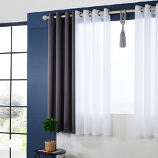 雪紡紗簾 2p + 繩結式窗簾綁帶, 白色