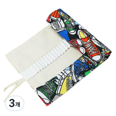 쁘띠양 귀여운 무늬 캔버스 롤형 필통 12홀, 신발, 3개