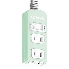 Kinyo 1開3插安全延長線 12呎 NSD213-12, 365.7cm, 綠色, 1個