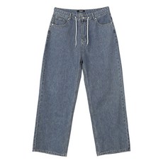 MANTOGO 男士鬆緊帶抽繩丹寧棉褲