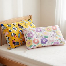 100%純棉可水洗兒童枕頭 2個, 幸運狗狗 + 花朵獨角獸 多色