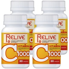 RELIVE 維生素C1000口嚼錠, 1.5g, 30顆, 4罐