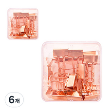 델리 로즈골드 더블클립 집게 25p 78203, 4호, 6개