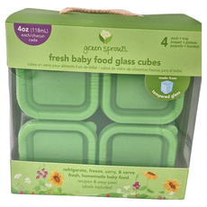 green sprouts 小綠芽 副食品 玻璃分裝盒 120ml 4入/組，強化玻璃材質, 綠色, 480ml, 1組