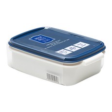 YAMADA 山田化學 塑膠密封便當盒 870ml, 藍色/白色, 1個
