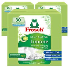 Frosch 德國小綠蛙 綠檸檬洗碗錠 洗碗機專用清潔劑 30入, 540g, 3個