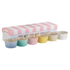 LE CREUSET 迷你烤皿6件組 雪酪, 藍色 + 綠色 + 粉色 + 黃色 + 米色 + 白色, 6 件組烤皿, 1套
