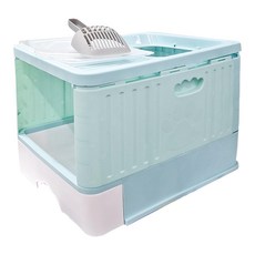 iCat 寵喵樂 特大號經典款高邊抽屜式貓砂盆, 封閉式大空間, 隱私好安心, 綠色, 48 x 38 x 37cm, 1個