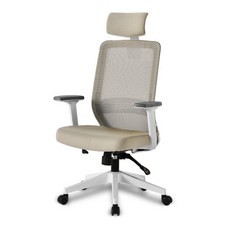체어클럽 Ts50 프로 화이트바디 사무용 의자, 베이지