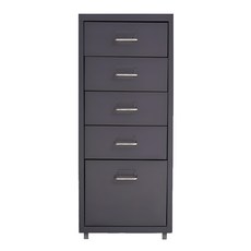 STYLE 格調 DIY鋼板移動式五抽附輪腳抽屜公文櫃 OKD-005BK, 黑色, 5層