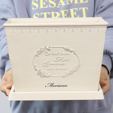 MORIANN 仿馬口鐵風格塑膠花盆 + 花盆底盤, 仿馬口鐵米色, 1個