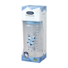 KU.KU酷咕鴨 幾何視界PP寬口奶瓶 透明輕巧堅固 不含雙酚A 防脹氣母乳奶嘴, 藍色, 360ml, 1個