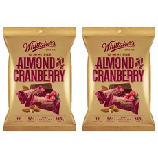 Whittaker's 迷你杏仁蔓越莓巧克力, 180g, 2袋