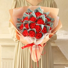 센트바스켓 비누꽃 장미 돈 꽃다발 20송이, 레드, 1개