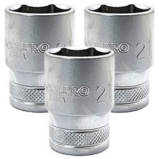 WORKPRO 短套筒 1/2" x 21mm WP274102, 3個